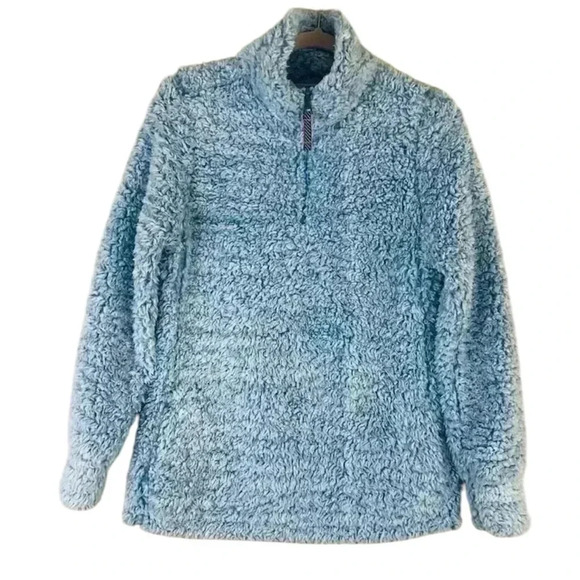 Original Weatherproof Vintage Baby Blue Heather 3/4 Zip Sherpa Pullover Size S - Picture 1 of 13